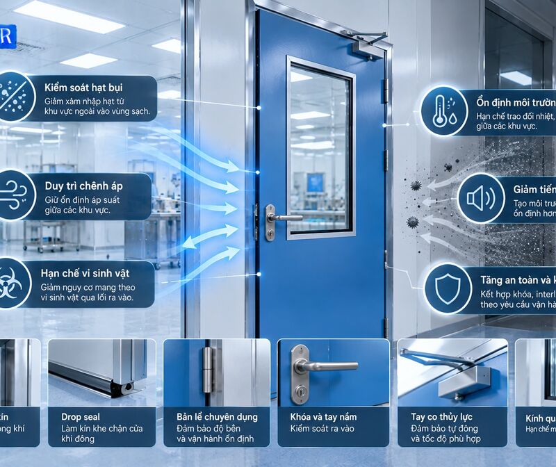 Cửa phòng sạch đang kiểm soát những gì ngoài việc đóng và mở?